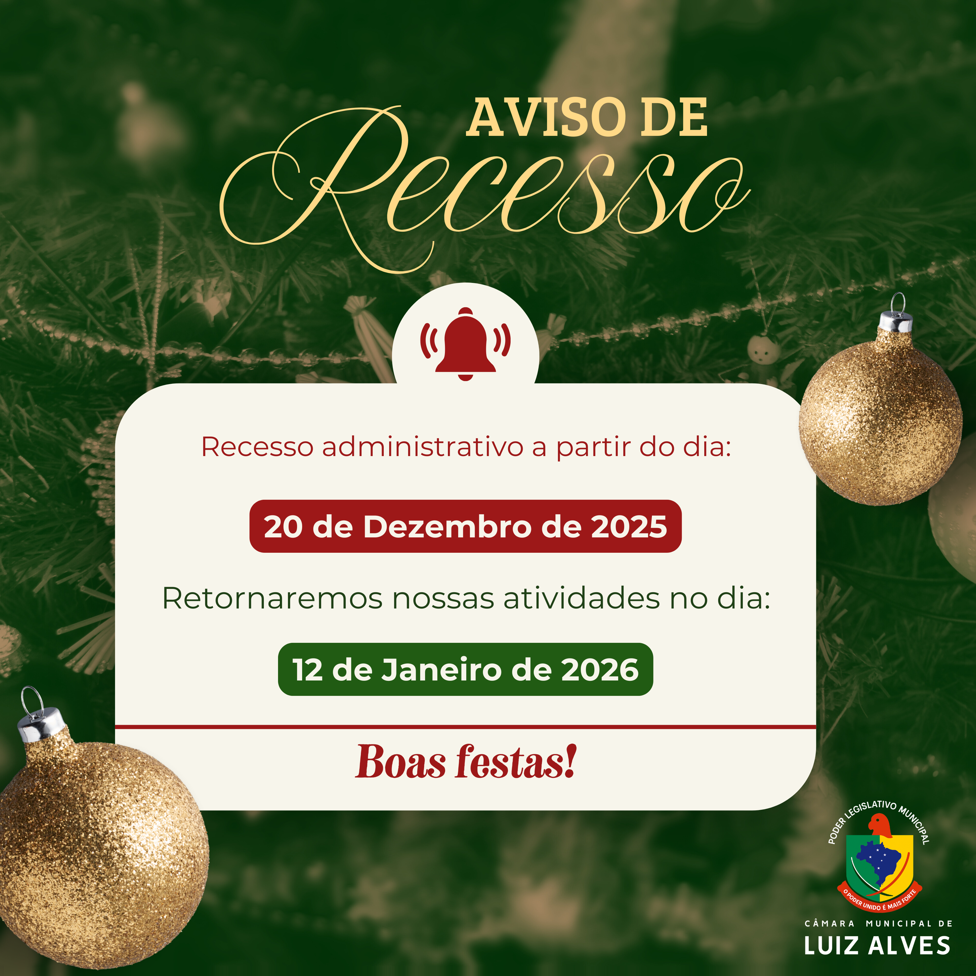 RECESSO DA CÂMARA MUNICIPAL